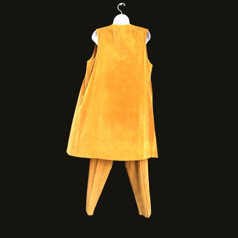50s Pant Set Yellow Corduroy Velvet XS 21 Inch Waist - Picture 3 of 14